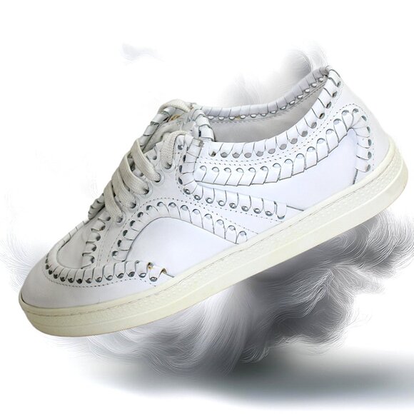 Alaia Tacco White Leather Bold Overcast Accent Stitch Lace-Up, Size 36 (US 6) - Picture 8 of 13